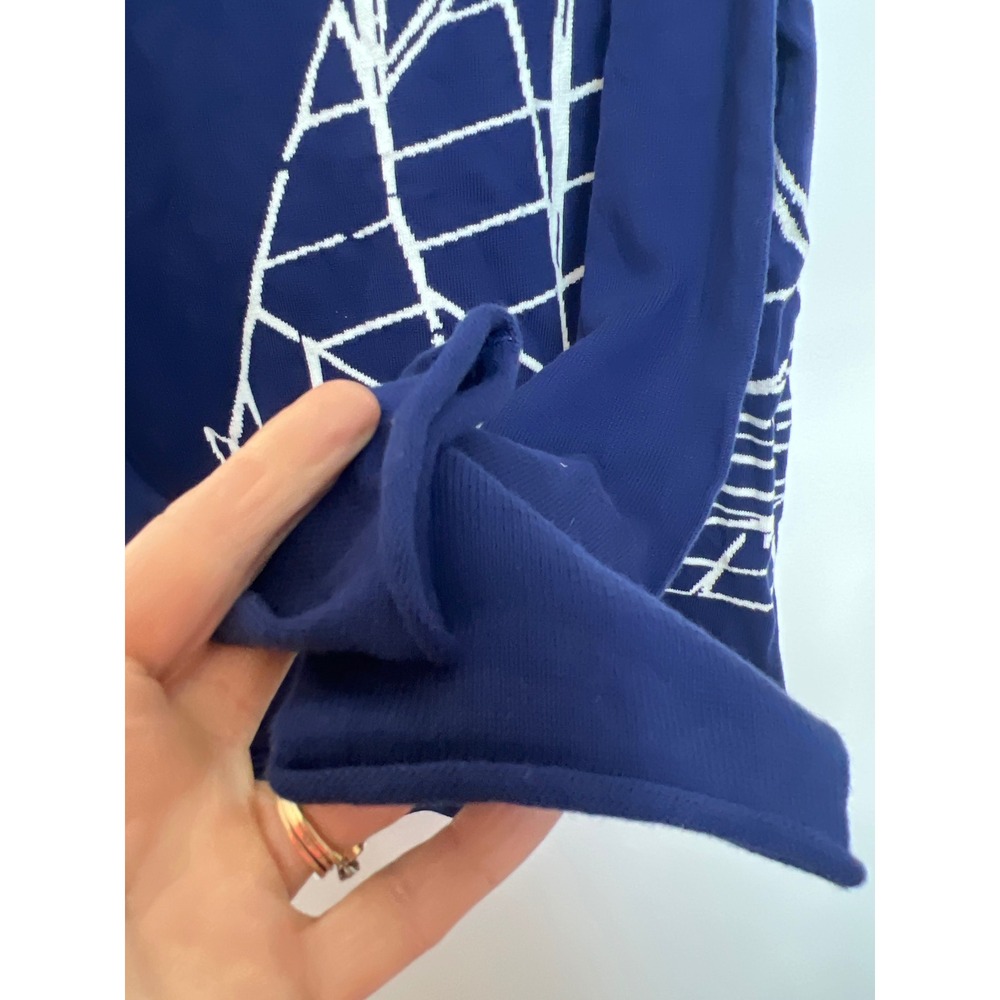 Vineyard Vines Women's Navy Blue Sailboat Graphic Cotton Knit Sweater Coastal L - Picture 8 of 9